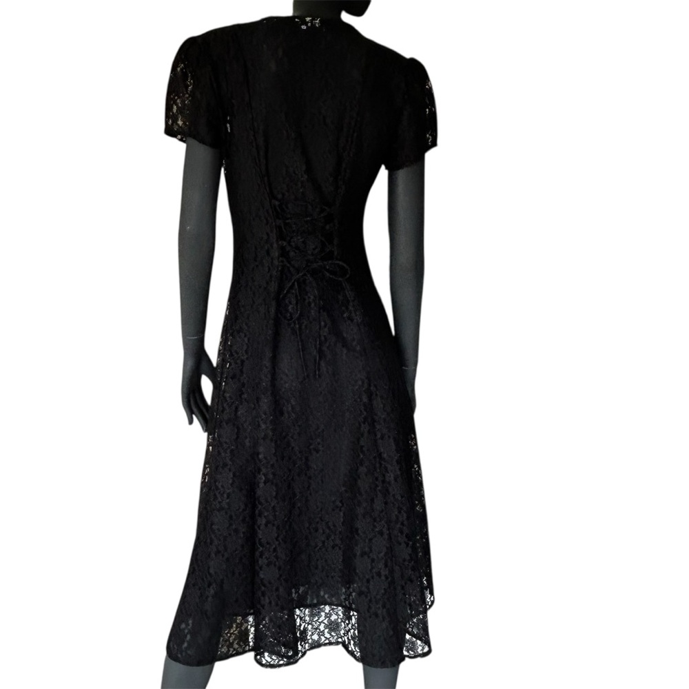 Vintage Lace Fit & Flare Dress Button-Down Dark Romantic Goth Witchcore Corset - Picture 3 of 12